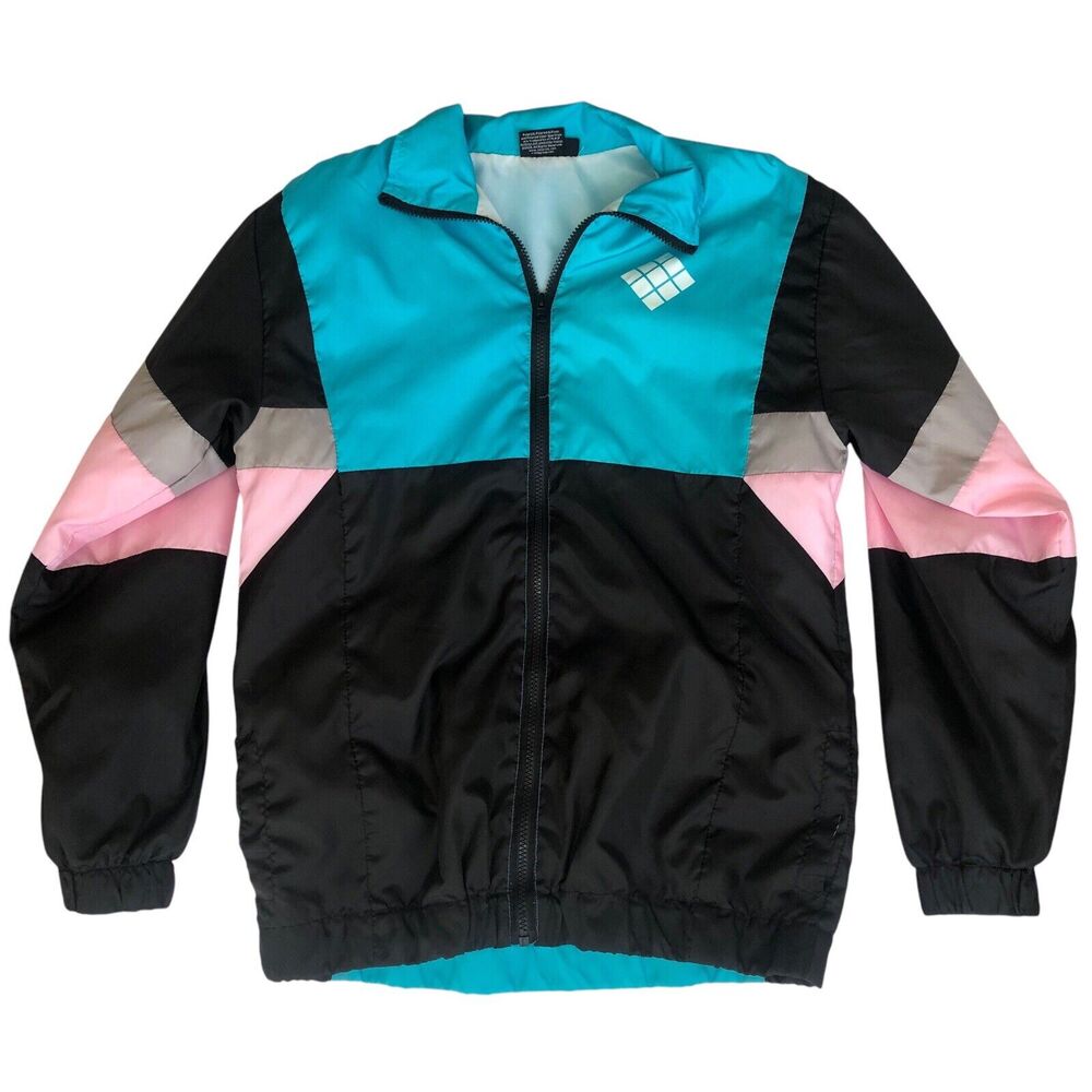 Polaroid Windbreaker Sz‎ Small Womens Color Block Zip Up Be Original Be Retro